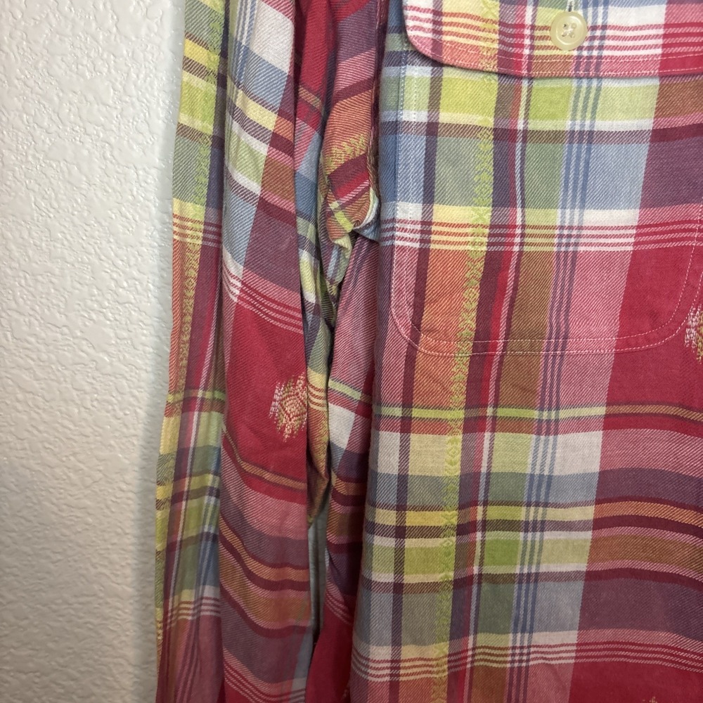 Vintage Polo Ralph Lauren Roll Tab Sleeve Shirt Pink Plaid Mens Large - Picture 7 of 16